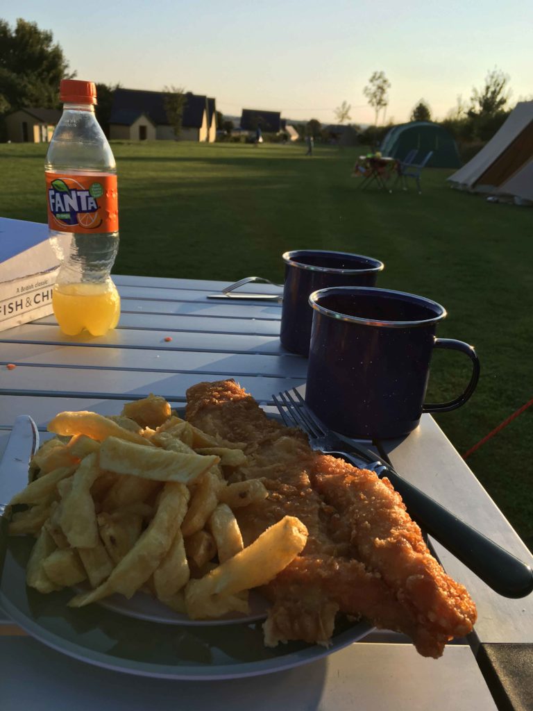 Fish and Chips while Camping