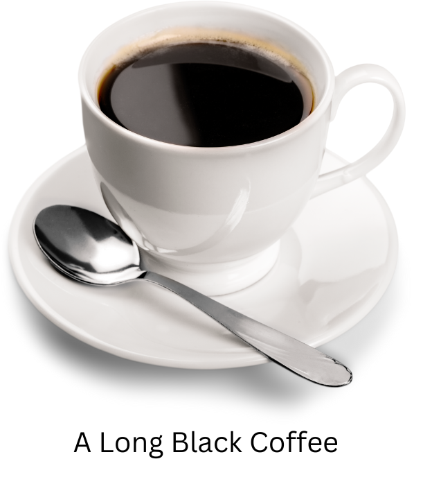 A long black coffee with title